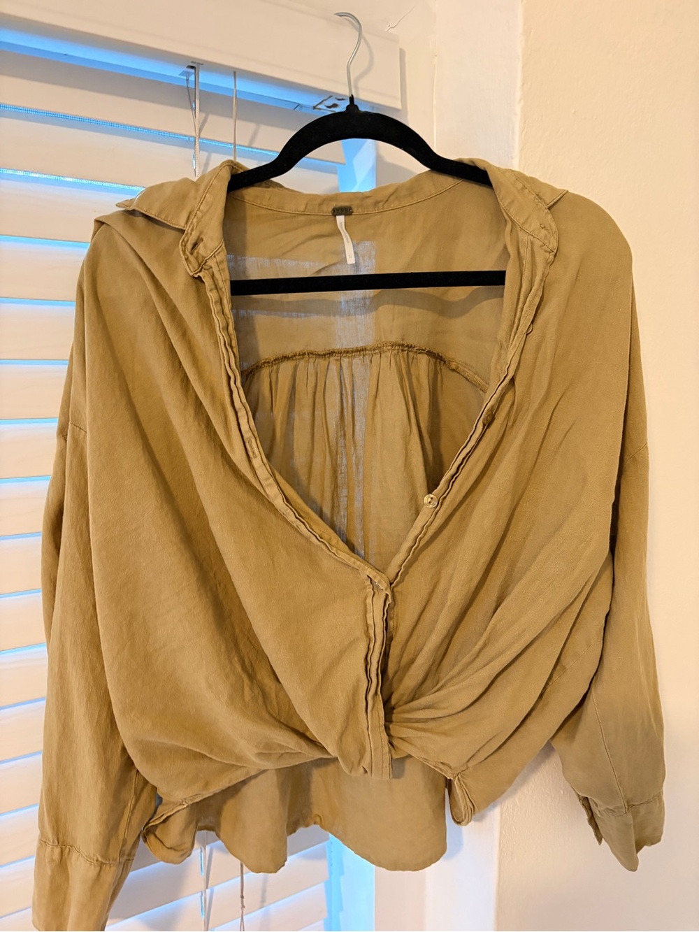 Relaxed Olive Tie-Front Women's Blouse